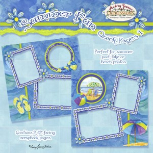 audrey jeanne roberts, summer fun scrapbook instant pages