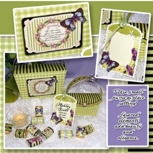 Iris stationery gift bag, party purse, gift tag, greeting card, digital crafting kit