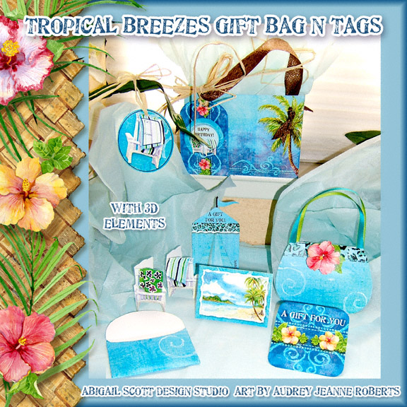Tropical gift bag party purse gift cards envelope and gift tags